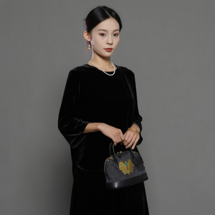 雅智 上衣SY2628 秋季 100%桑蚕丝丝绒圆领七分袖 SY2632 新品 芬领