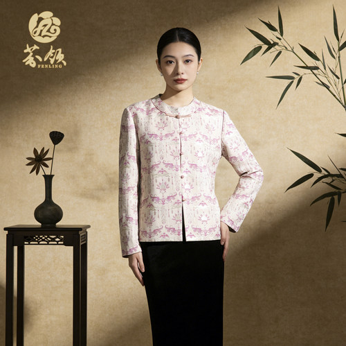 芬领-洪福天降-非遗桑蚕丝宋锦螺钿提花圆领外套WT231-WT234