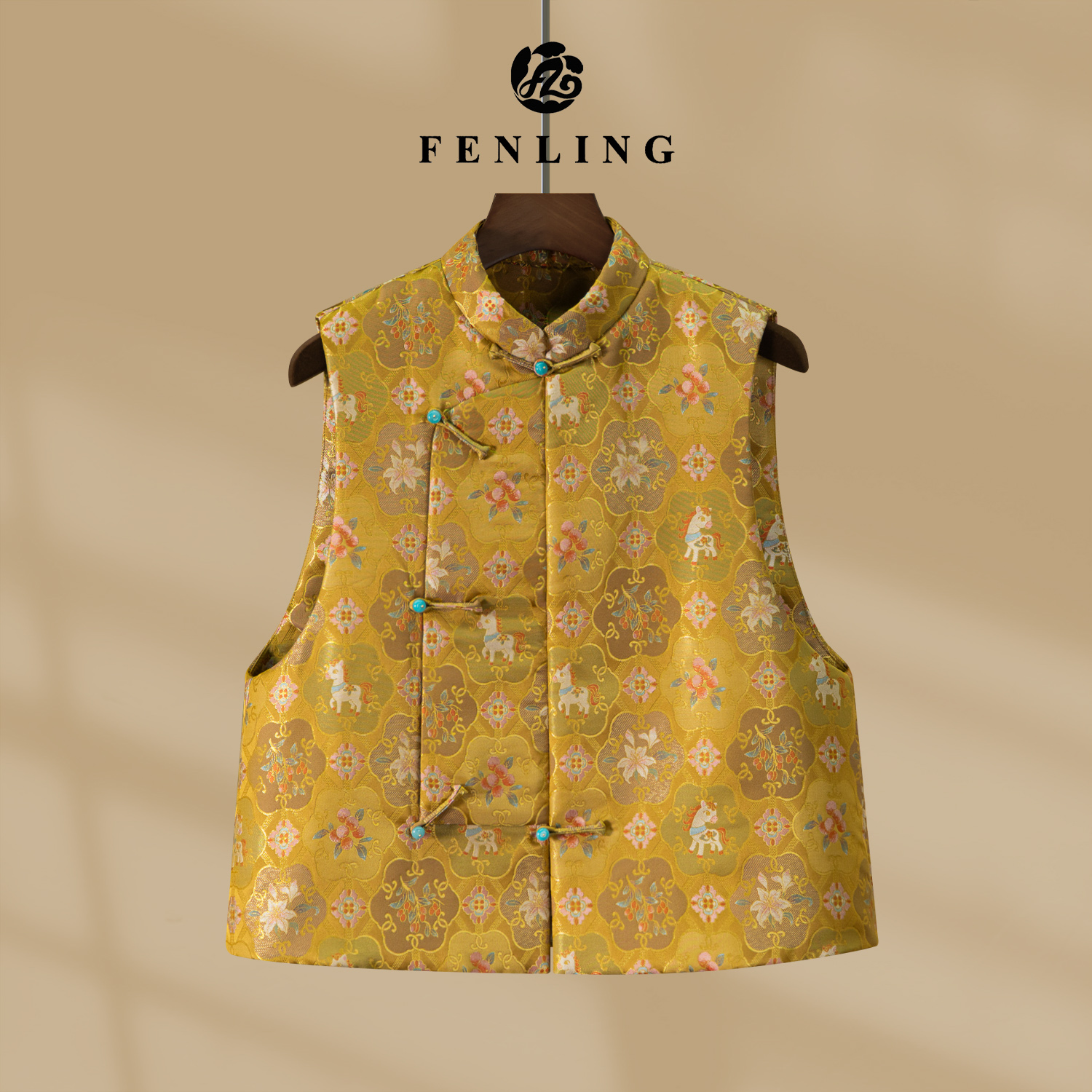 芬领-花开福马-桑蚕丝老宋锦织金羊绒棉马甲BX2109-BX2111