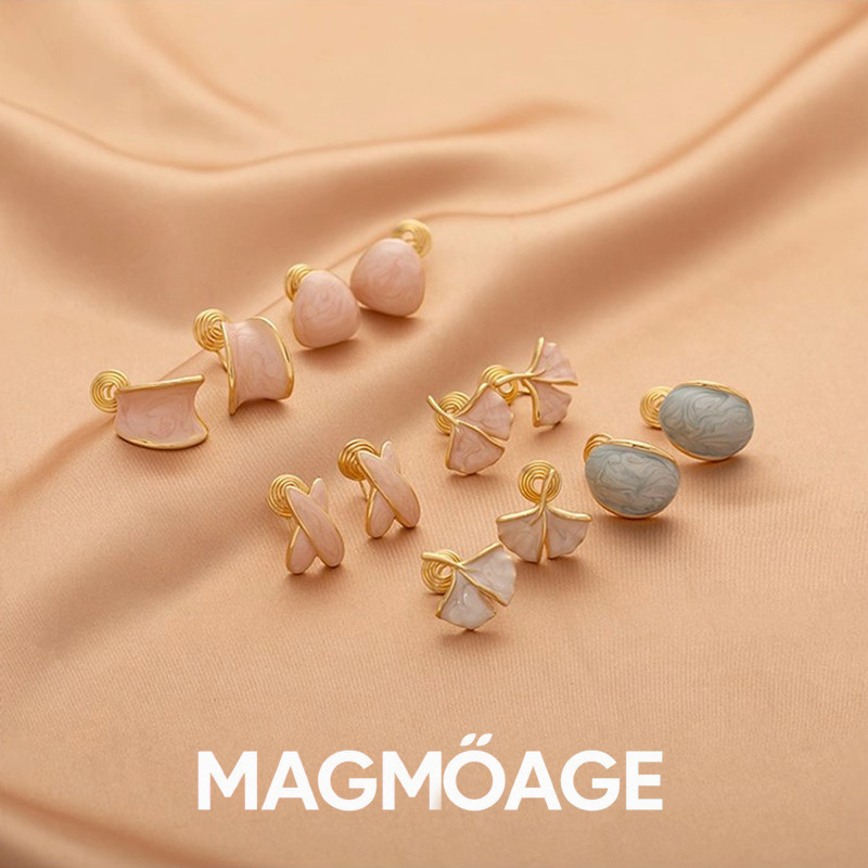 法国设计师MAGMOAGE珐琅银耳环