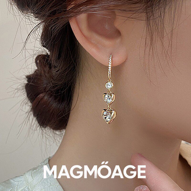 法国【设计师】MAGMOAGE流苏爱心耳环?小众轻奢高级感冷性风耳扣