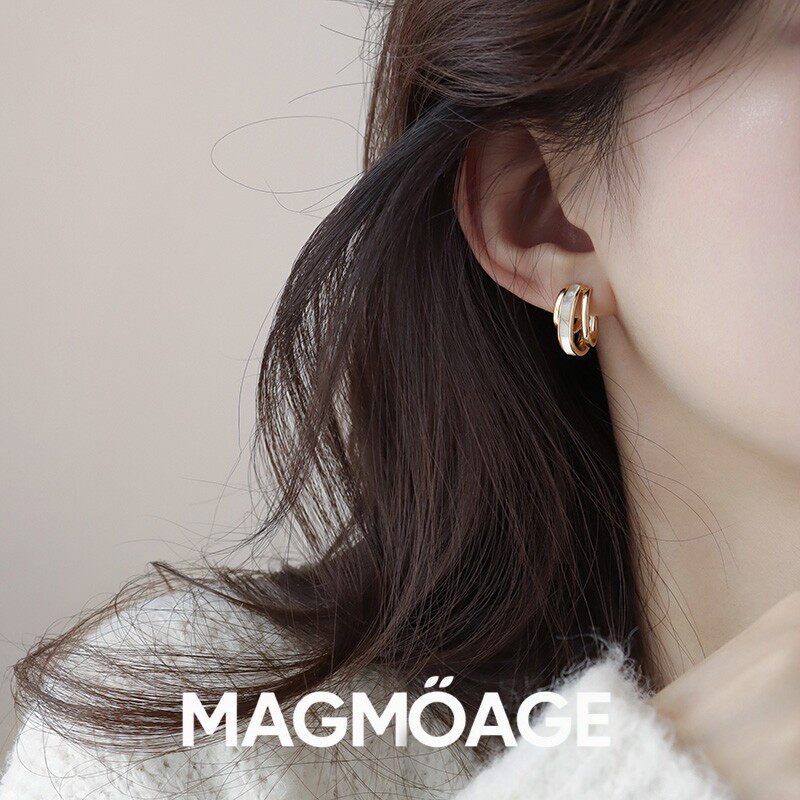 法国【设计师】MAGMOAGE简约设计感蚊香盘耳夹?法式贝母独特耳环