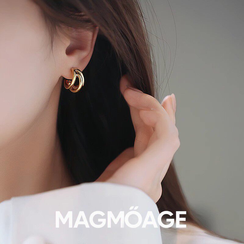 法国设计师MAGMOAGE金色耳钉