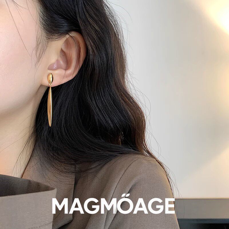 MAGMOAGE925银针简约线条耳环
