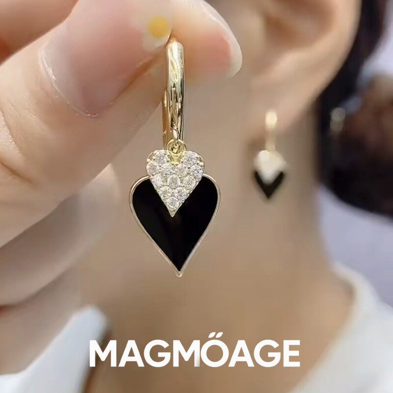 MAGMOAGE黑桃皇后耳环新款桃心
