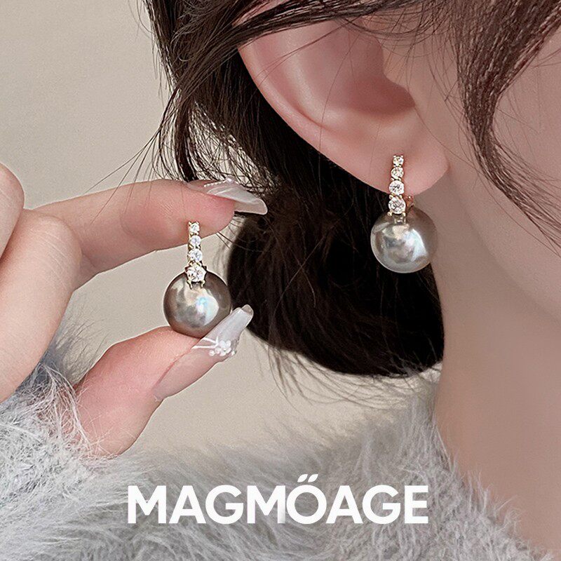 法国设计师MAGMOAGE灰色珍珠耳环