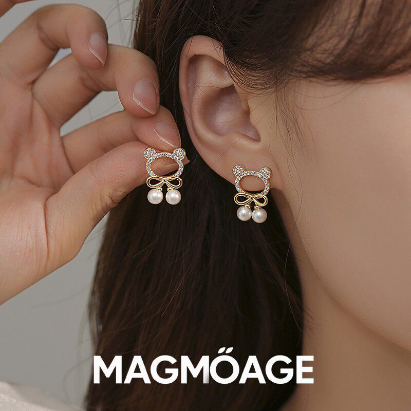 法国【设计师】MAGMOAGE小熊无痛硅胶耳夹女?小众设计感气质耳环