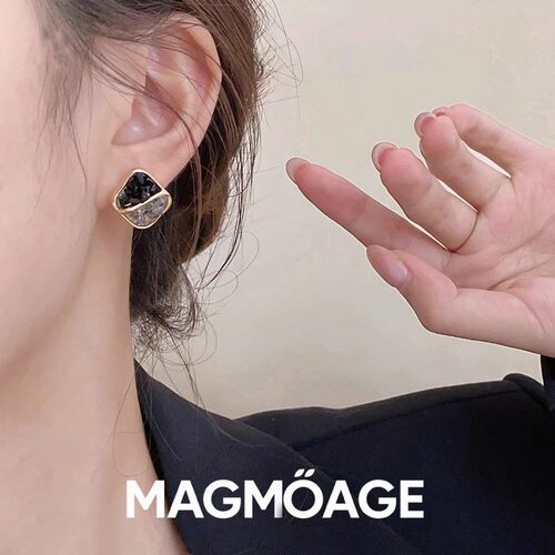MAGMOAGE女复古渐变黑色耳钉