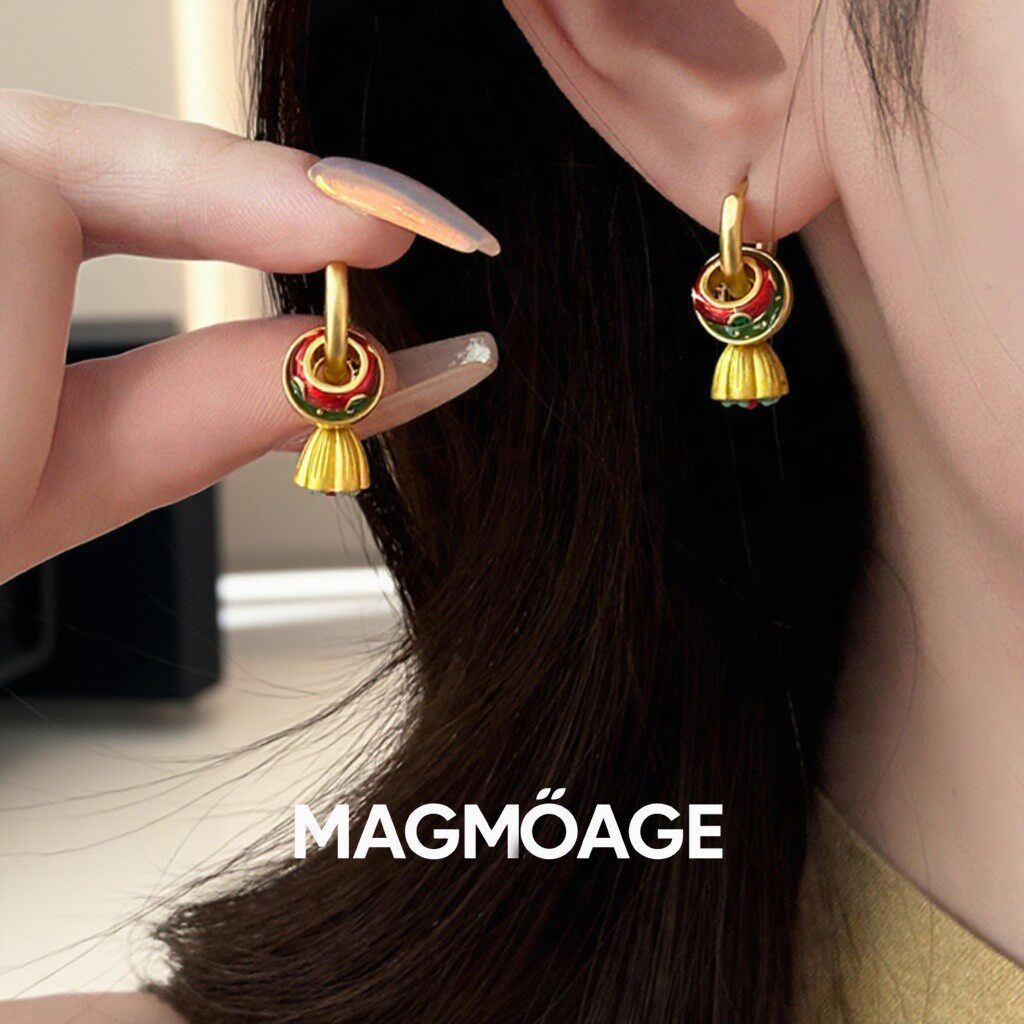 法国【设计师】MAGMOAGE真金电镀丨新中式莲蓬耳坠女丨禅意耳扣