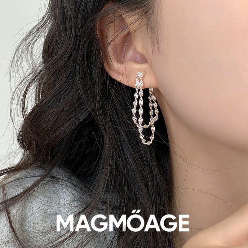 法国【设计师】MAGMOAGE丨S925银针丨双层丨波光粼粼耳线丨冷淡风