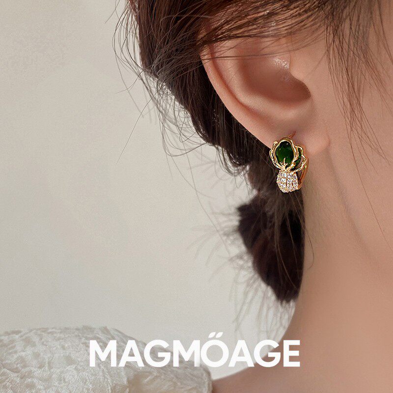 法国【设计师】MAGMOAGE翠绿色白菜耳环?小众设计感高级轻奢耳钉
