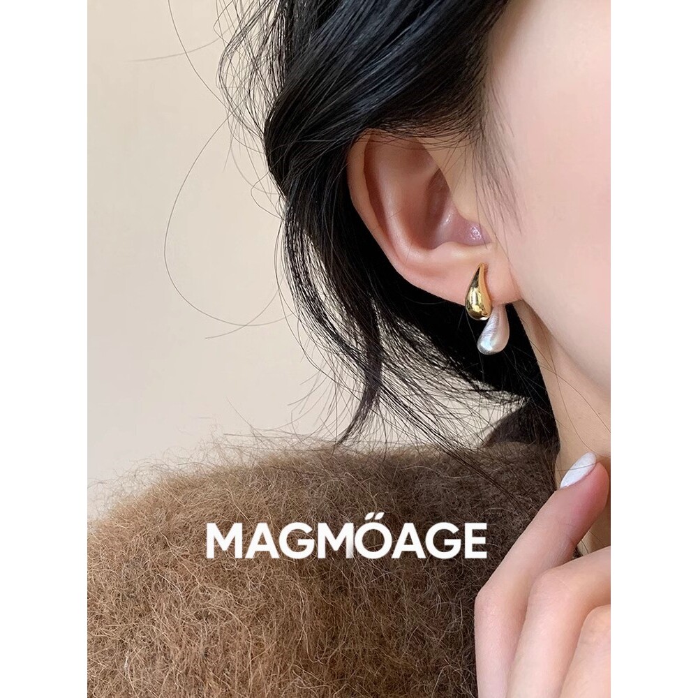MAGMOAGE撞色水滴耳环S925银针
