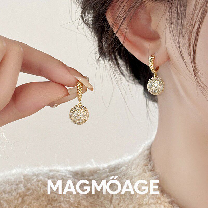 MAGMOAGE真金电镀满钻水滴耳环
