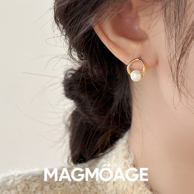 法国【设计师】MAGMOAGE丨真金电镀丨珍珠蚊香盘耳夹丨无耳洞耳钉
