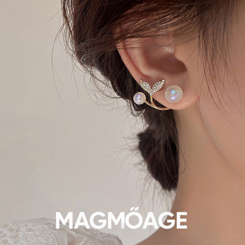 法国【设计师】MAGMOAGE金色人鱼姬珍珠鱼尾耳环?小众设计高级感