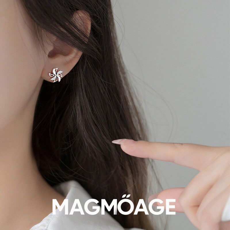 法国【设计师】MAGMOAGE 纯银精美风车耳钉可旋转耳环小众高级