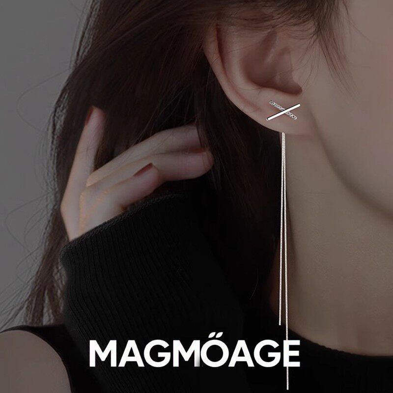 MAGMOAGE显脸瘦的耳线925纯银