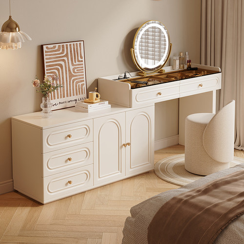 项王梳妆台斗柜一体可伸缩旋转桌