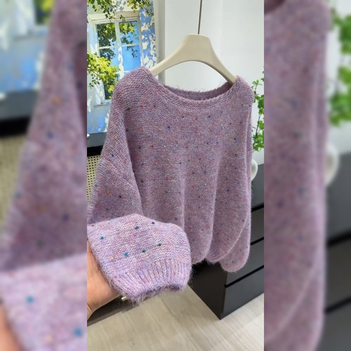 高级感慵懒风紫色毛衣女