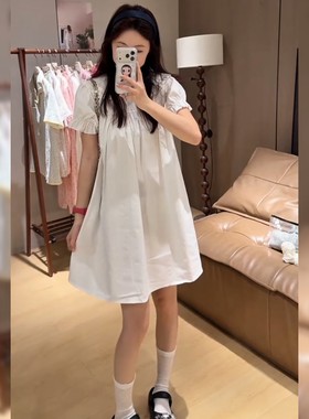 时尚韩版宽松白色连衣裙女