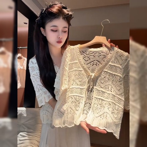 高级感重工镂空短袖上衣女