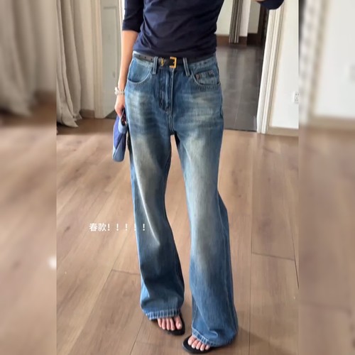 简约时尚百搭蓝色牛仔裤女