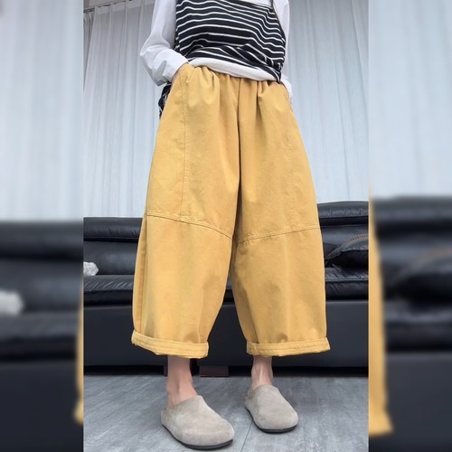 欧洲站欧货黄色休闲裤女