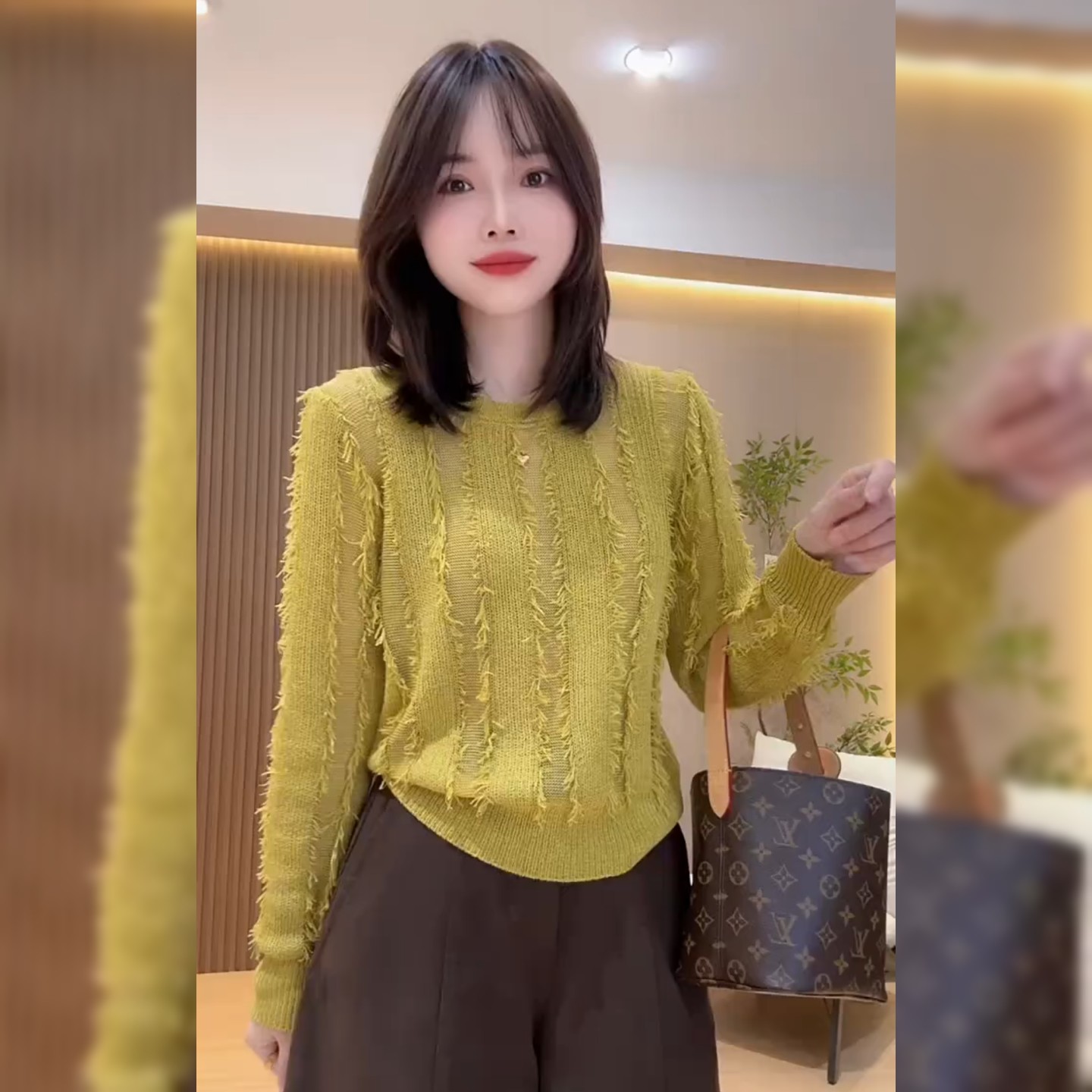 高级感气质流苏黄色上衣女图片