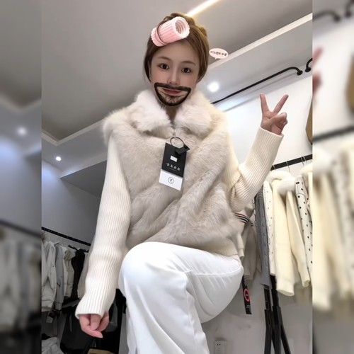 欧洲站欧货拼接杏色外套女
