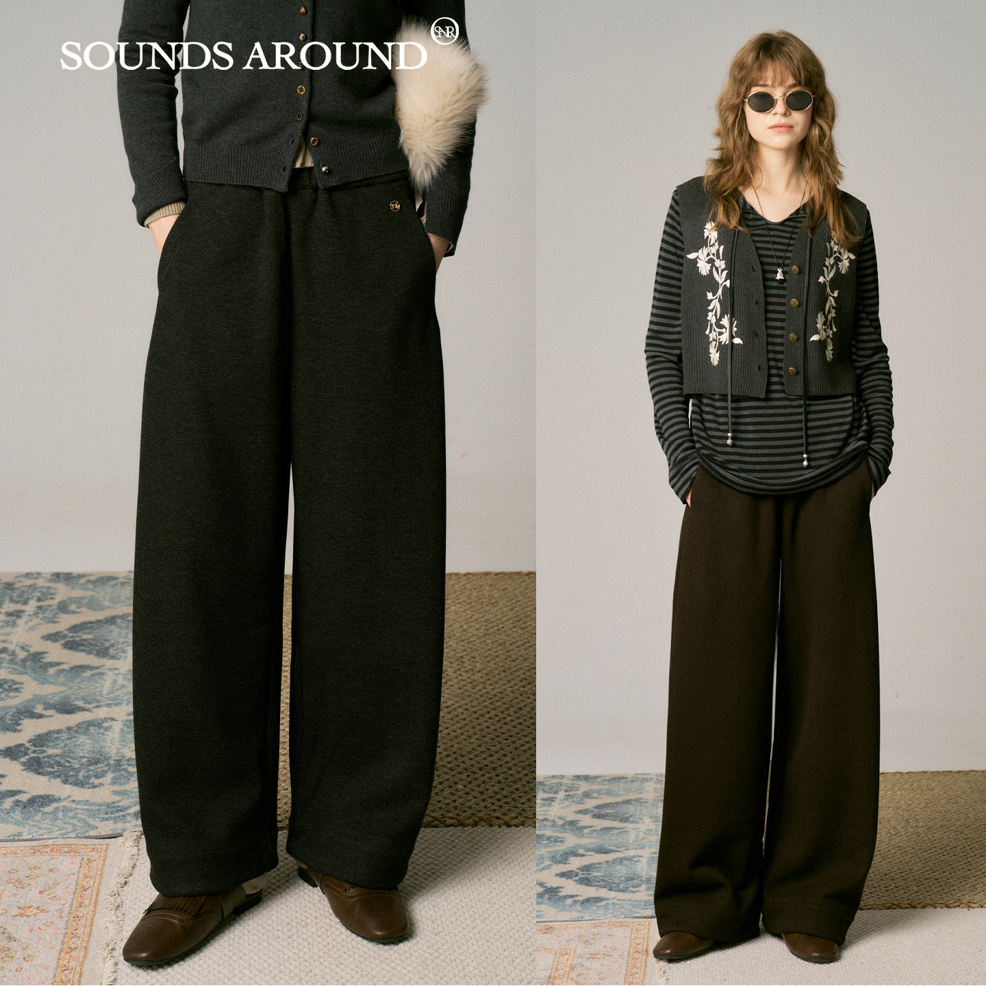 磨毛加厚秋冬醋酸羊毛懒人裤SOUNDSAROUND羊毛阔腿裤