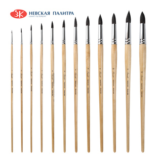 俄罗斯白夜Sonnet水彩画笔 2122长杆实木圆头松鼠毛混毛水粉画笔