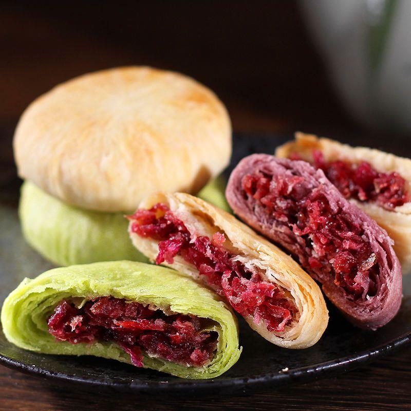 大饼玫瑰鲜花饼云南特产玫瑰花饼传统网红糕点早餐零食小吃厂