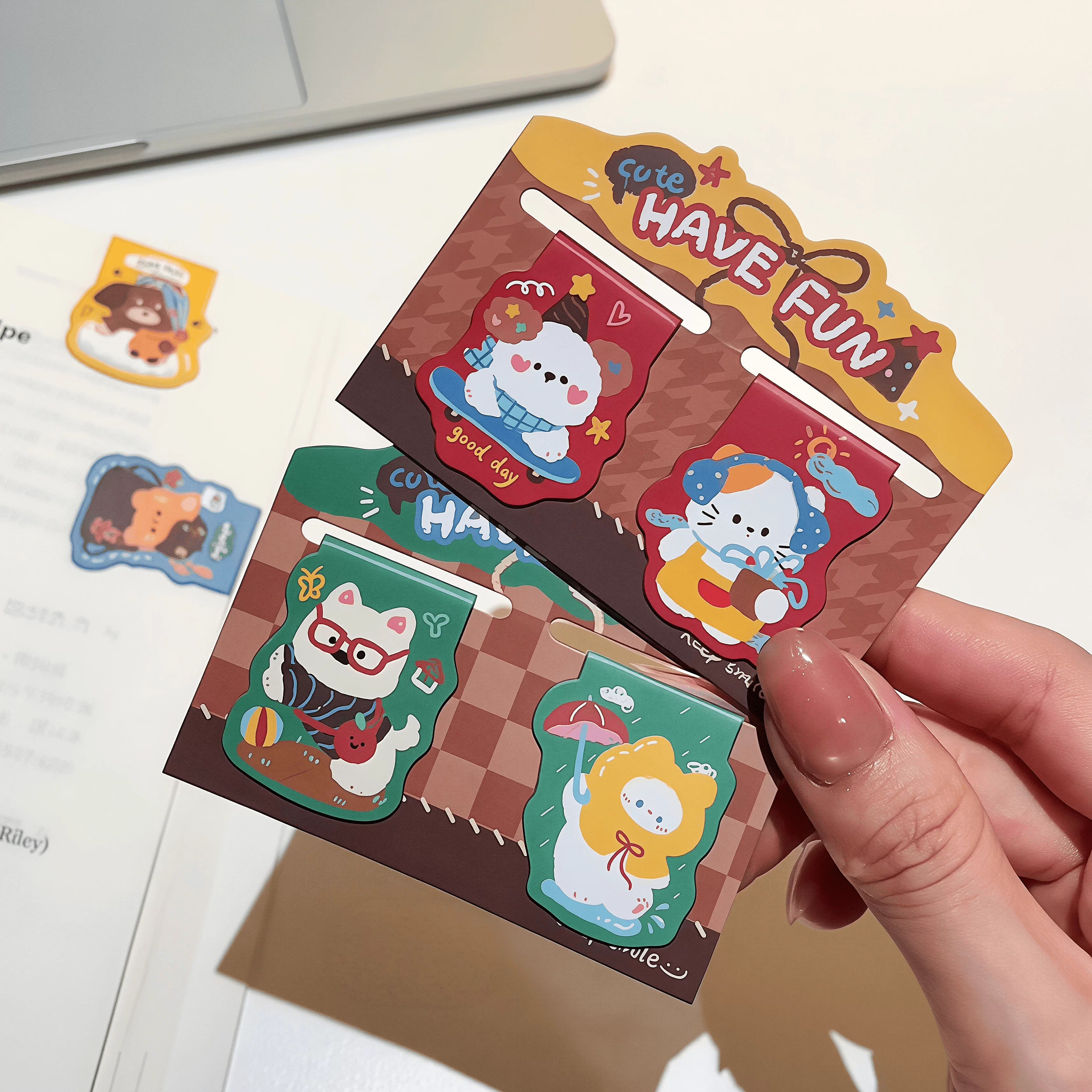 可爱小猫磁吸书签学生阅读双枚书页夹卡通高颜值磁铁书夹创意奖品