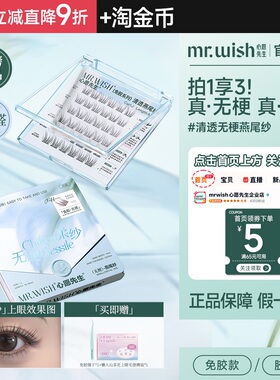 心愿先生清透燕尾纱假睫毛女自然仿真单簇分段式眼睫毛浓密卷翘