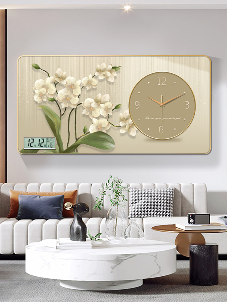 现代轻奢挂钟表客厅家用时尚创意餐厅装饰画表挂墙电波静音时钟