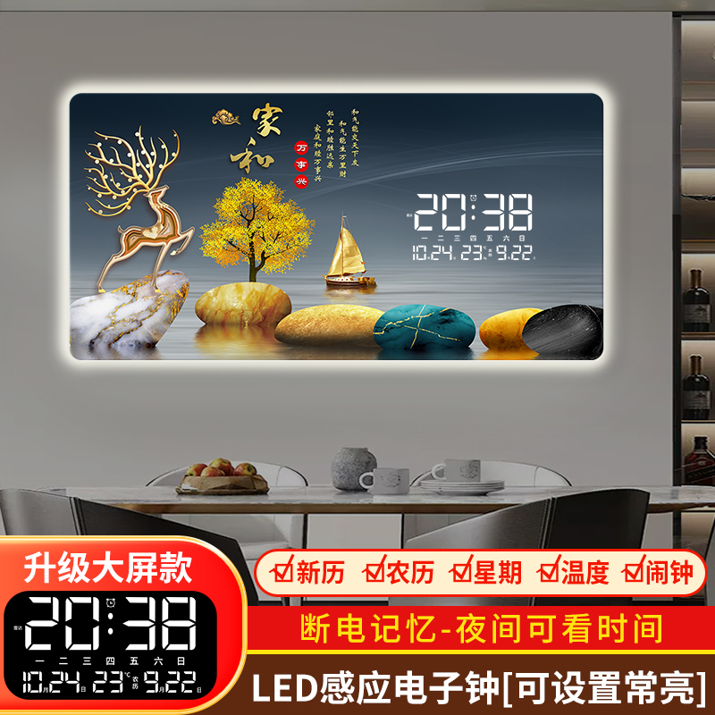 裝飾畫LED數顯萬年歷雷達感應