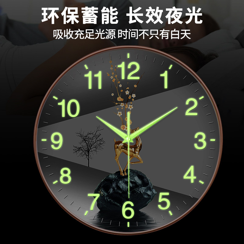 夜光挂钟卧室超静音钟表图片