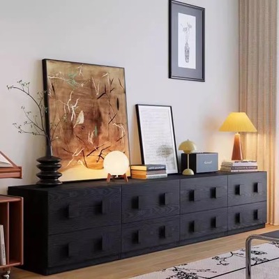 黑色斗柜白蜡木侘寂风