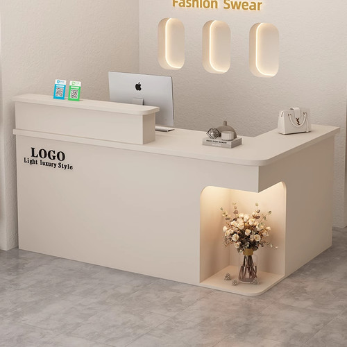 收银台店铺轻奢小型服装店吧台超市柜台美容院公司转角前台接待台