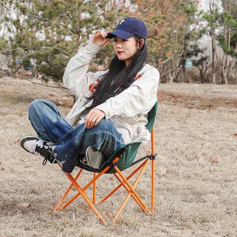 户外折叠椅月亮椅露营椅子美术写生便携式凳子野餐椅钓鱼椅沙滩椅