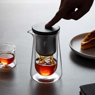 磁吸过滤泡茶壶家用办公 飘逸杯泡茶壶耐高温玻璃茶水分离杯按压式