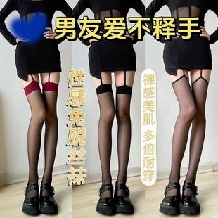 红色ins性感黑色丝袜红边拼接性感大腿丝袜薄黑丝纯欲长筒过膝袜