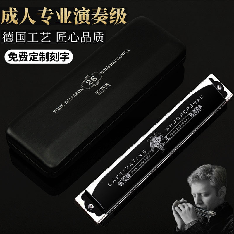 德国进口音簧28孔复音口琴高端成人重音24孔C调专业演奏级送礼品,乐器/吉他/钢琴/配件,口琴,淘宝优惠券,粉丝福利购,淘宝优惠卷