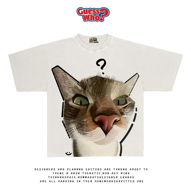 万物All Nature 艺术猫咪短袖T恤男女通用创意涂鸦上衣ins风