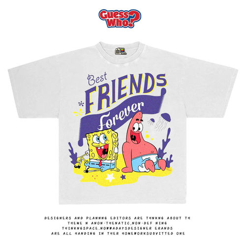 萬物All Nature卡通设计款海绵宝宝SpongeBob印花情侣款短袖T恤