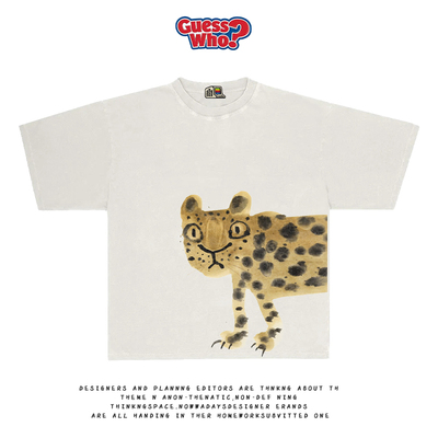 萬物All Nature 春夏新款艺术家系列双面直喷豹子插画短袖t恤男女