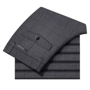 休闲裤 男修身 英伦格子裤 男士 男商务西装 子2025秋冬款 免烫长裤 裤