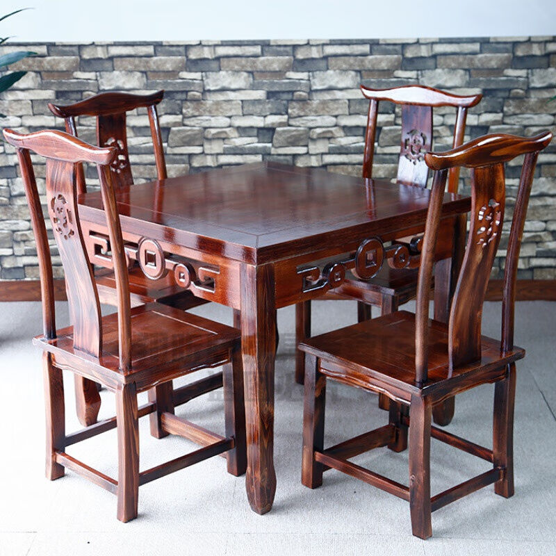 新中式八仙桌全实木老榆木供桌家用四方桌面馆正方形土菜馆桌餐厅