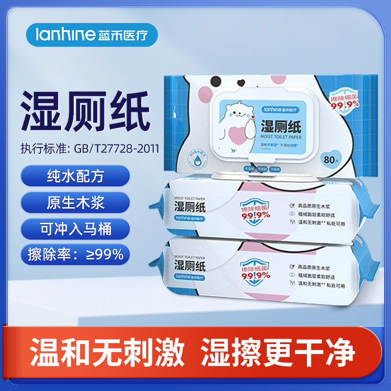 蓝禾湿厕纸卫生纯水湿巾擦屁股家用大包婴儿女士男士专用便携洁厕