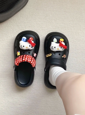 HelloKiy洞洞鞋女款2025新款外穿厚底eva防滑防臭踩屎感凉拖鞋